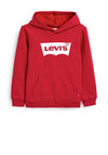 Levis Boys White Batwing Logo Hooded Sweater, Red