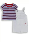Levis Baby Girls 2 Piece Dungarees and T-Shirt, White Multi