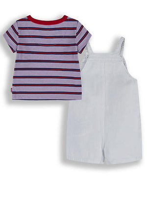 Levis Baby Girls 2 Piece Dungarees and T-Shirt, White Multi