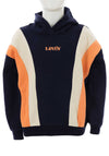 Levis Striped Embroidered Logo Hooded Sweater, Navy