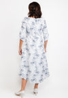 Lizabella Floral Embroidered Dip Hem Midi Dress, Navy & Silver