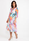Lizabella Watercolour Print Chiffon Midi Dress, Multi