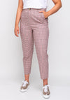 Lily Checked Cropped Slim Trousers, Pink Multi