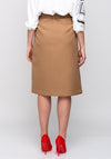 Lily Wrap Over Belted Midi Skirt, Brown