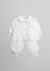 Linen Shirt Company Linen Christening Suit, White & Blue