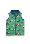 Little Lighthouse Boy Alex Waterproof Tractor Print Gilet, Green