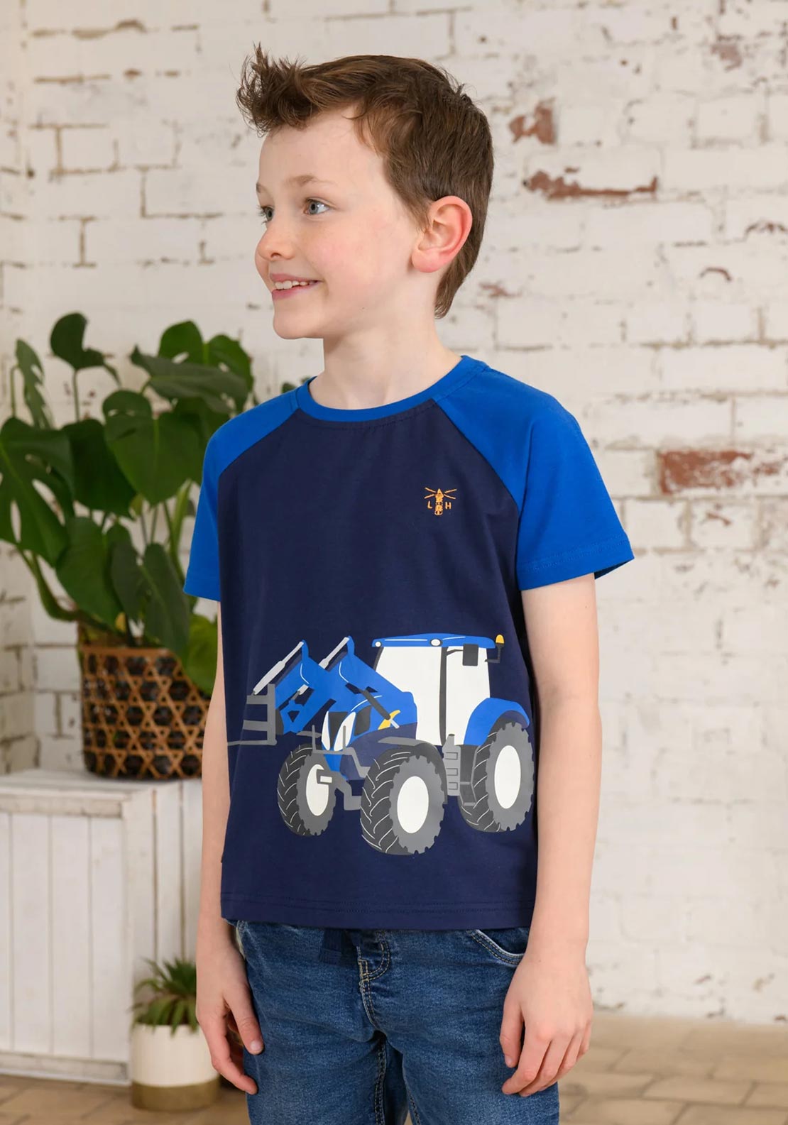 Little Lighthouse Boy Mason Front Loader Tee, Blue