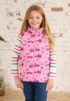 Little Lighthouse Girl Alex Waterproof Farm Print Gilet, Blush Pink