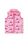 Little Lighthouse Girl Alex Waterproof Farm Print Gilet, Blush Pink