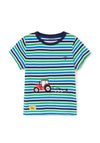 Little Lighthouse Boy Oliver Stripe Tractor Tee, Green