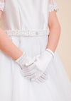 Little People Diamante Stud Trim Communion Gloves, White