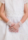 Little People Floral Lace Sheer Communion Gloves, White