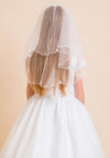 Little People Embroidered Trim Tiered Communion Veil, White
