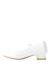Little People Diamante Flower Satin Communion Shoes, White