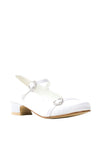 Little People Gem Heart Satin Communion Shoes, White
