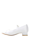 Little People Gem Heart Satin Communion Shoes, White