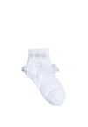 Tinkerbelle Diamante Cluster Lace Trim Communion Socks, White