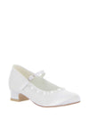 Little People Satin Embellished Trim Communion Shoes, White