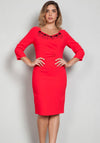 Lizabella Beaded Cropped Sleeve Dress, Red