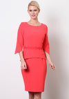 Lizabella Embroidered Waist Overlay Dress, Red