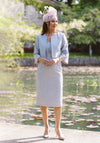 Lizabella Two-Piece Dress and Jacket, Grey & Blush