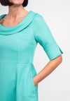 Lizabella Textured Print Flared Dress, Jade Green