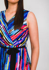 Lizabella Geometric Block Stripe Midi Dress, Blue Multi