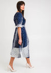 Lizabella Colour Block Polka Dot Print Wrap Midi Dress, Navy & White