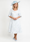 Lizabella Cowl Neckline Midi Dress, Blue & White