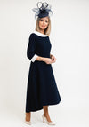 Lizabella Cowl Neckline Midi Dress, Navy and White