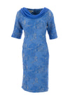 Lizabella Jacquard Floral Printed Midi Dress, Azure Blue