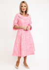 Lizabella Cowl Neckline Textured Flared Midi Dress, Hot Pink