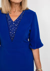 Lizabella Embellished V-Neck Pencil Dress, Royal Blue