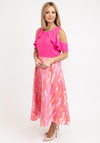 Lizabella Cold Shoulder Textured A-Line Dress, Pink Multi