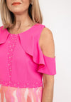 Lizabella Cold Shoulder Textured A-Line Dress, Pink Multi