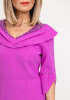 Lizabella Embellished Neckline Midi Dress, Fushia