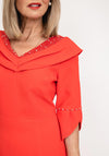 Lizabella Embellished Neckline Midi Dress, Red