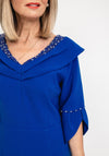 Lizabella Embellished Neckline Midi Dress, Royal Blue