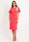 Lizabella Contrast Bow Seam Midi Dress, Coral Pink