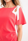 Lizabella Contrast Bow Seam Midi Dress, Coral Pink