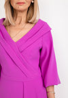 Lizabella Bishop Sleeve Wrap Midi Dress, Fuchsia