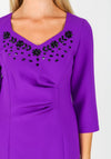 Lizabella Beaded Cropped Sleeve Dress, Purple