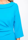 Lizabella Collar Ruched Pencil Dress, Blue