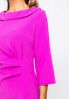 Lizabella Collar Ruched Pencil Dress, Magenta