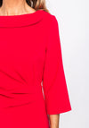 Lizabella Collar Ruched Pencil Dress, Raspberry