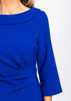 Lizabella Collar Ruched Pencil Dress, Royal Blue