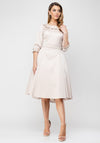Lizabella Ruffle Trim Satin Flared Midi Dress, Gold