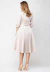 Lizabella Ruffle Trim Satin Flared Midi Dress, Gold