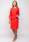 Lizabella Embroidered Waist Overlay Dress, Red