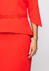 Lizabella Embroidered Waist Overlay Dress, Red